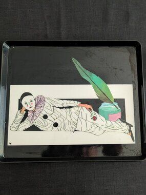Rare Vintage Cocktail Tray Pierrot Clown by Mebel